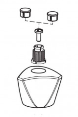 Chrome-plated metal spigot with adapter, screws and two pins (red and blue)