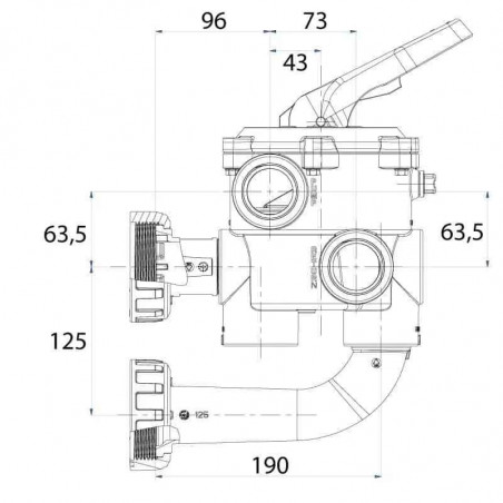 1"1/2 Classic plus multiport valve for ASTRAL side strainers.