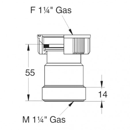 Adapter für Siphon, Spundloch, Waschbeckenbecken, Innengewinde, drehbare Mutter 1"1/4 Außengewinde 1"1/4