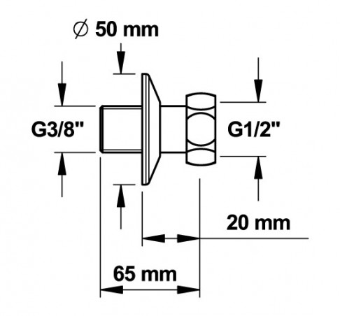 Straight sanitary wall connection, male 12x17, female 15x21, per pair.