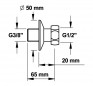 Straight sanitary wall connection, male 12x17, female 15x21, per pair.