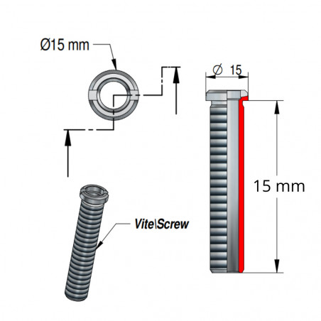 Einzelne Schraube für Spülbeckenablauf aus Edelstahl, Durchmesser 12 mm, Höhe 15,5 mm