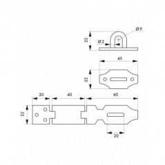 Black lacquered steel padlock holder 120mm.