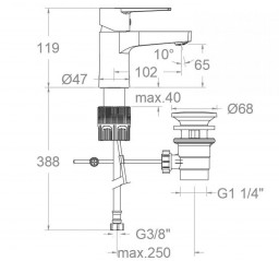 Single-lever basin mixer with drain, Titanium series, RAMON SOLER.