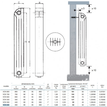 VOX200 62W central heating radiator, cast aluminium, white