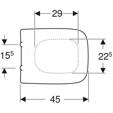 Asiento inodoro rectangular GEBERIT Renova, fijación superior, cierre lento