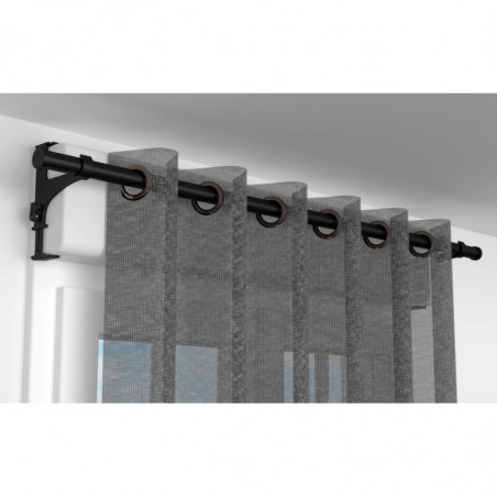 Two curtain rod holders for roller shutter boxes, black