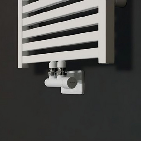 Thermostatic towel warmer with 50 mm center distance and fittings