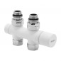 Thermostatic towel dryer valve straight tee return, 50 mm center distance with fittings