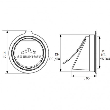 Valvola antiodore e di ritorno Stink Shield Tubo di scarico verticale con diametro di 100 / 110 mm