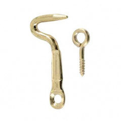 Half-round hook in brass-plated steel 3.5x25mm, 3 pieces.