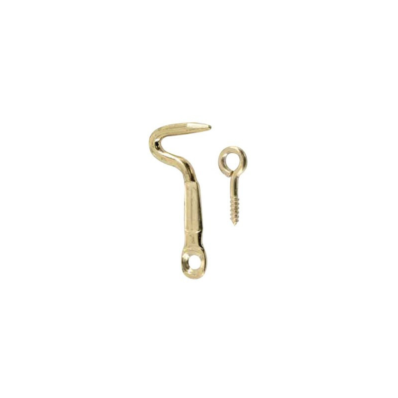 Half-round hook in brass-plated steel 3.5x25mm, 3 pieces.