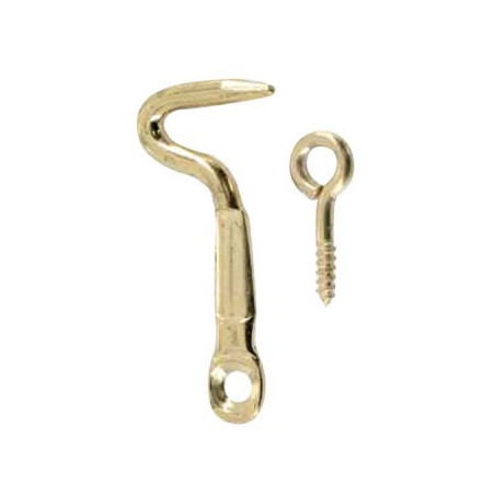 Half-round hook in brass-plated steel 3.5x25mm, 3 pieces.