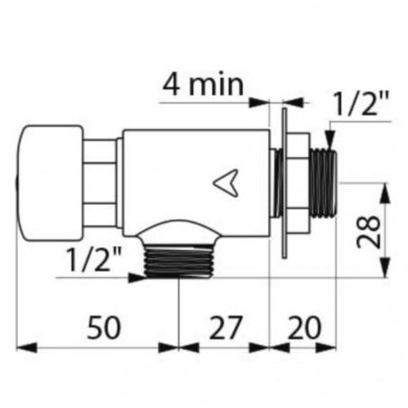 TEMPOSTOP timed wall-mounted washbasin faucet, male 15x21 with knob