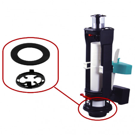 Joint et clips mécanisme de chasse WC Porcher