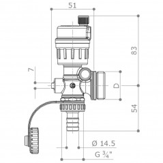 Unidad terminal del colector de calefacción de 1"1/4, purgador de aire automático y grifo de vaciado