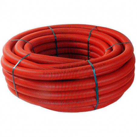 Couronne de gaine TPC rouge diamètre 90mm, longueur 25m.