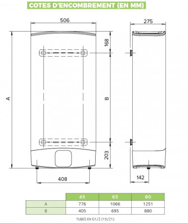 Termo eléctrico plano VELIS EVO DRY 45 litros