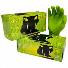 Box of 100 Green Mamba thick biodegradable nitrile gloves, size L, high resistance