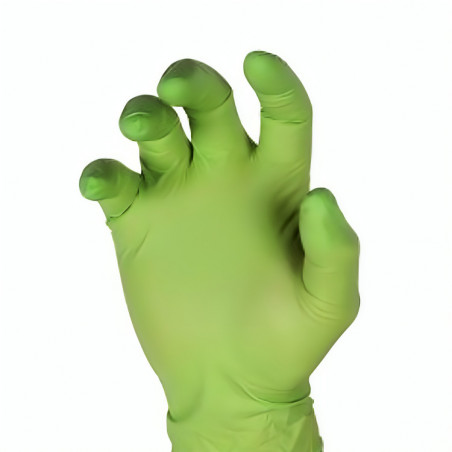 Boite de 100 gants nitrile épais biodégradables Green Mamba taille L, haute Résistance