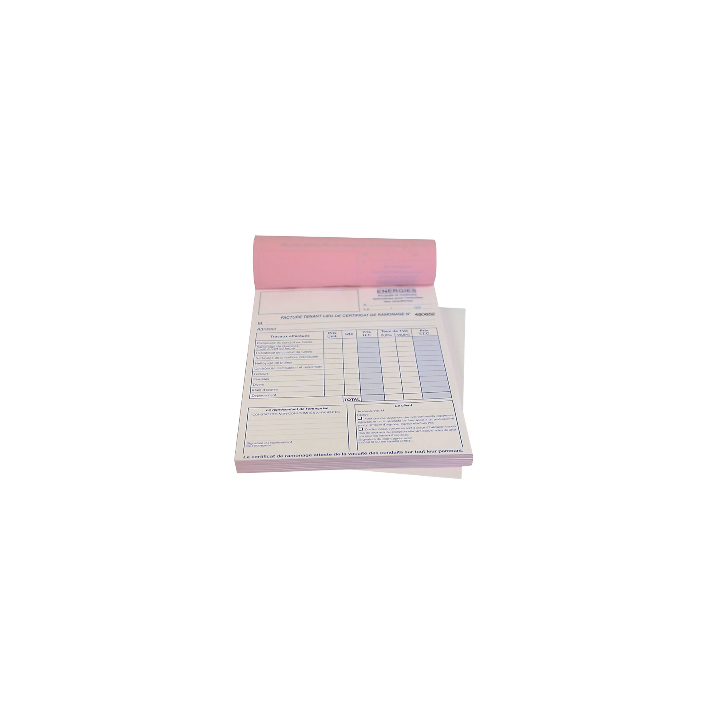 Carnet de ramonage 50 feuillets