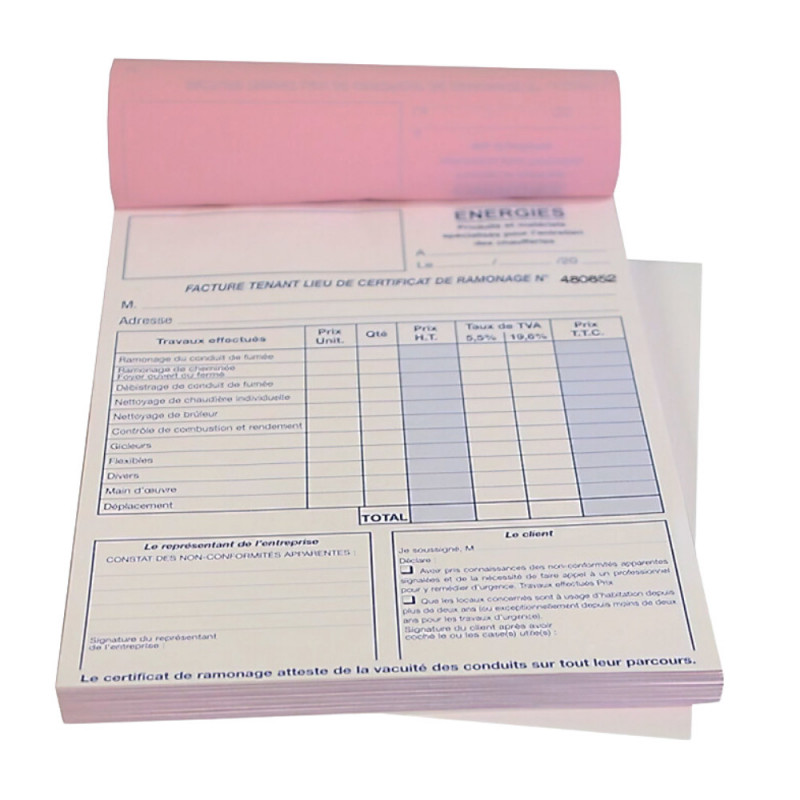 Carnet de ramonage 50 feuillets