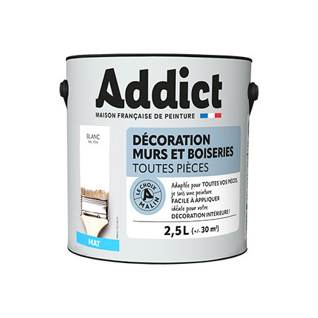 Kopie van Peinture acrylique murs et boiseries noir mat 2.5L.