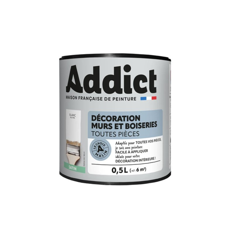 Satin white acrylic paint for walls and woodwork 0.5L.