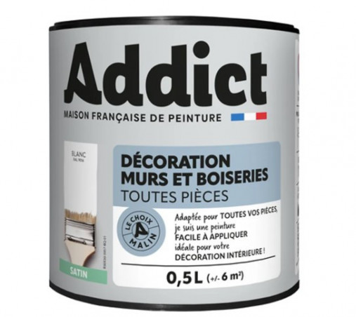 Satin white acrylic paint for walls and woodwork 0.5L.