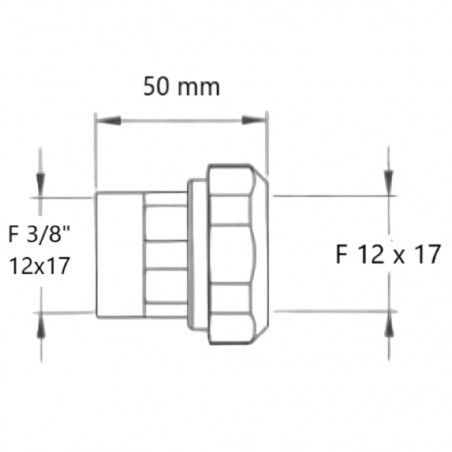 Raccord tube acier femelle 12x17, manchon réparation laiton