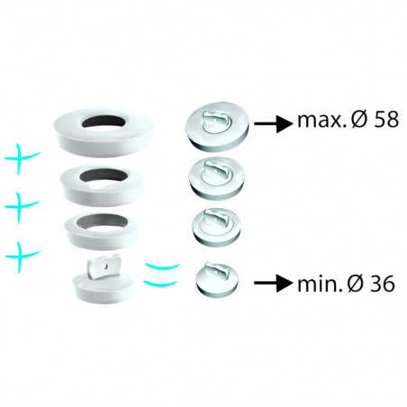 Universalstöpsel Weiß für Spülbecken, Waschbecken, Handwaschbecken oder Badewanne, 36 bis 58 mm