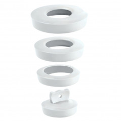 White universal drain plug for sink, washbasin, handbasin or bath, 36 to 58 mm