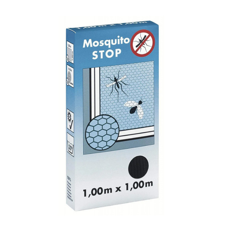 Moustiquaire pour fenêtre, "STOP', gris, 1m x 1m