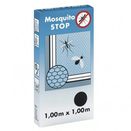 Moustiquaire pour fenêtre, "STOP', gris, 1m x 1m