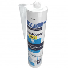 Silicone d'étanchéité sanitaire blanc pro Gebsicone W2 cartouche, 310 ml