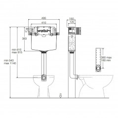 Réservoir WC encastré mécanique VALSIR WINNER S H1140