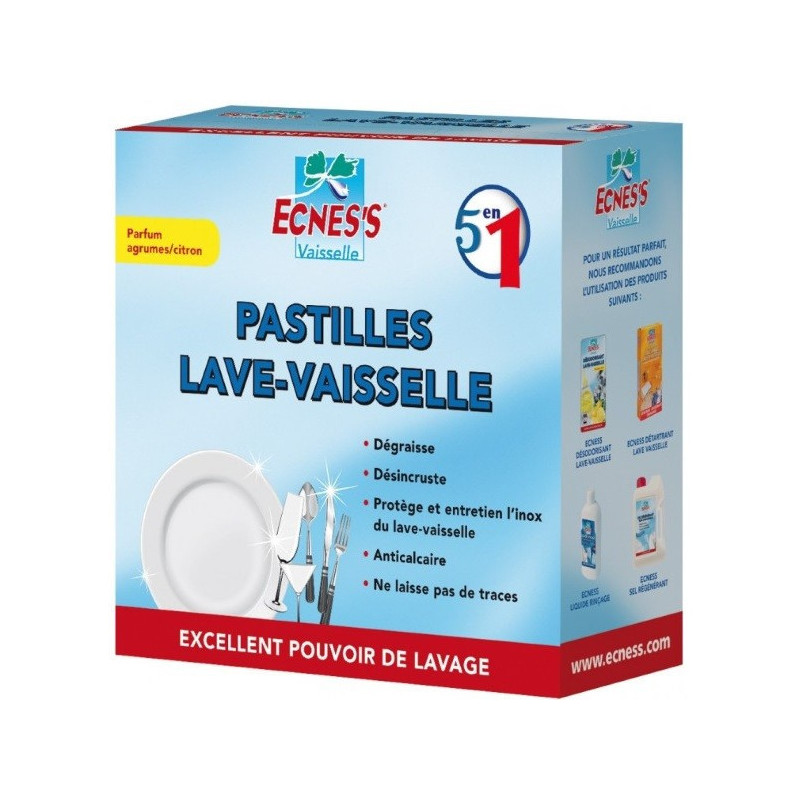 Pastilles lave-vaisselle 5 en 1 ECNESS, 40 pastilles.