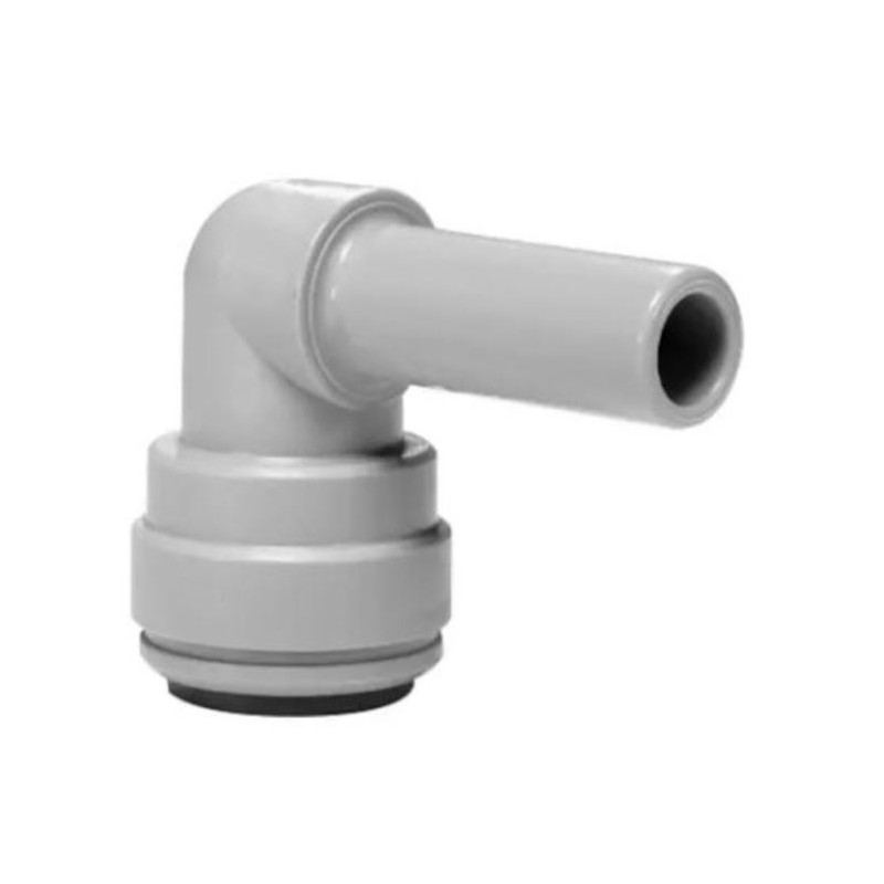 Push-Fit rigid 90° elbow fitting in grey acetal for 5/16" (8 mm) pipe