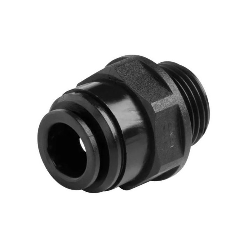 Unión rígida macho Push-Fit de 1/4" (8x13) en acetal negro para tubo de 5/16" (8 mm)