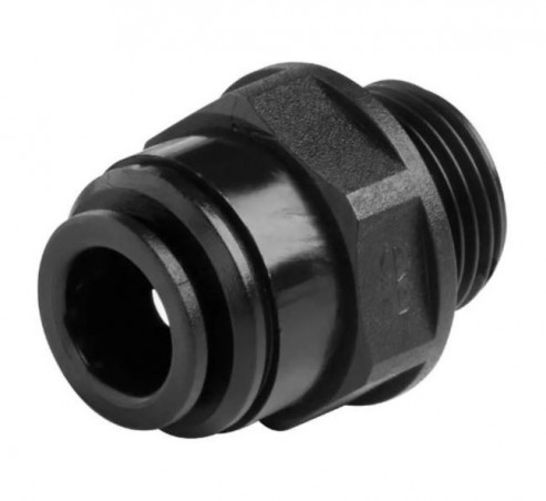 1/4" (8x13) Push-Fit male rigid union in black acetal for 5/16" (8 mm) pipe