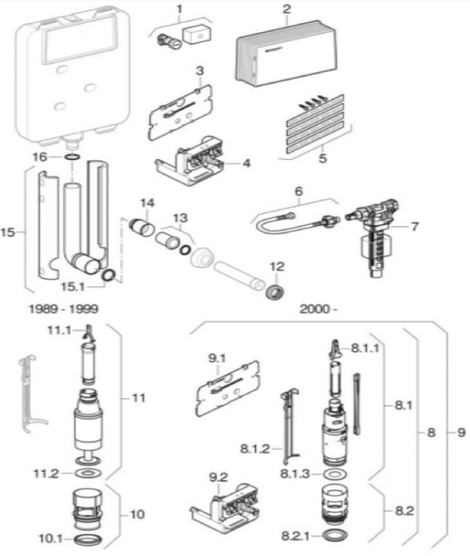 Réservoir Geberit Twinline 8 cm : UP170, 110.700