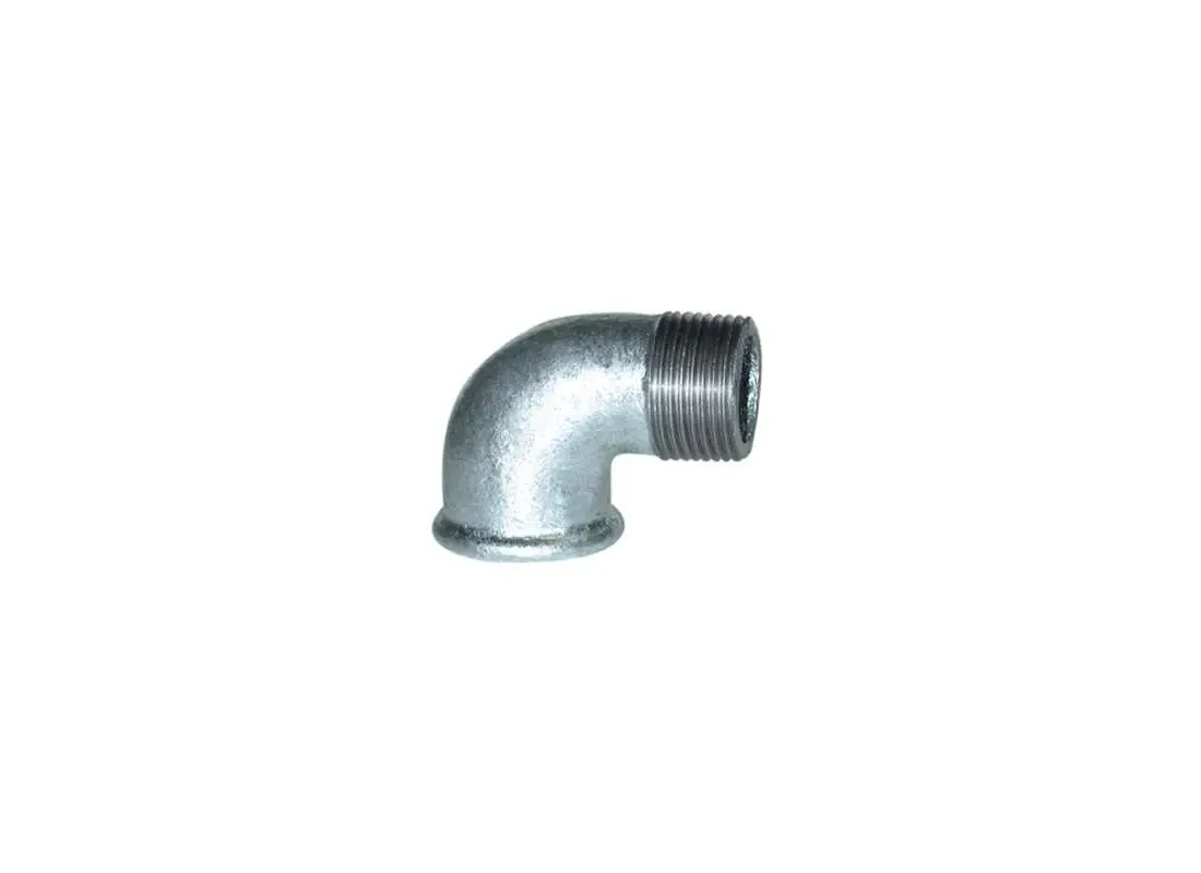 Elbows in Galvanized Malleable Cast Iron 90°, small radius, male female