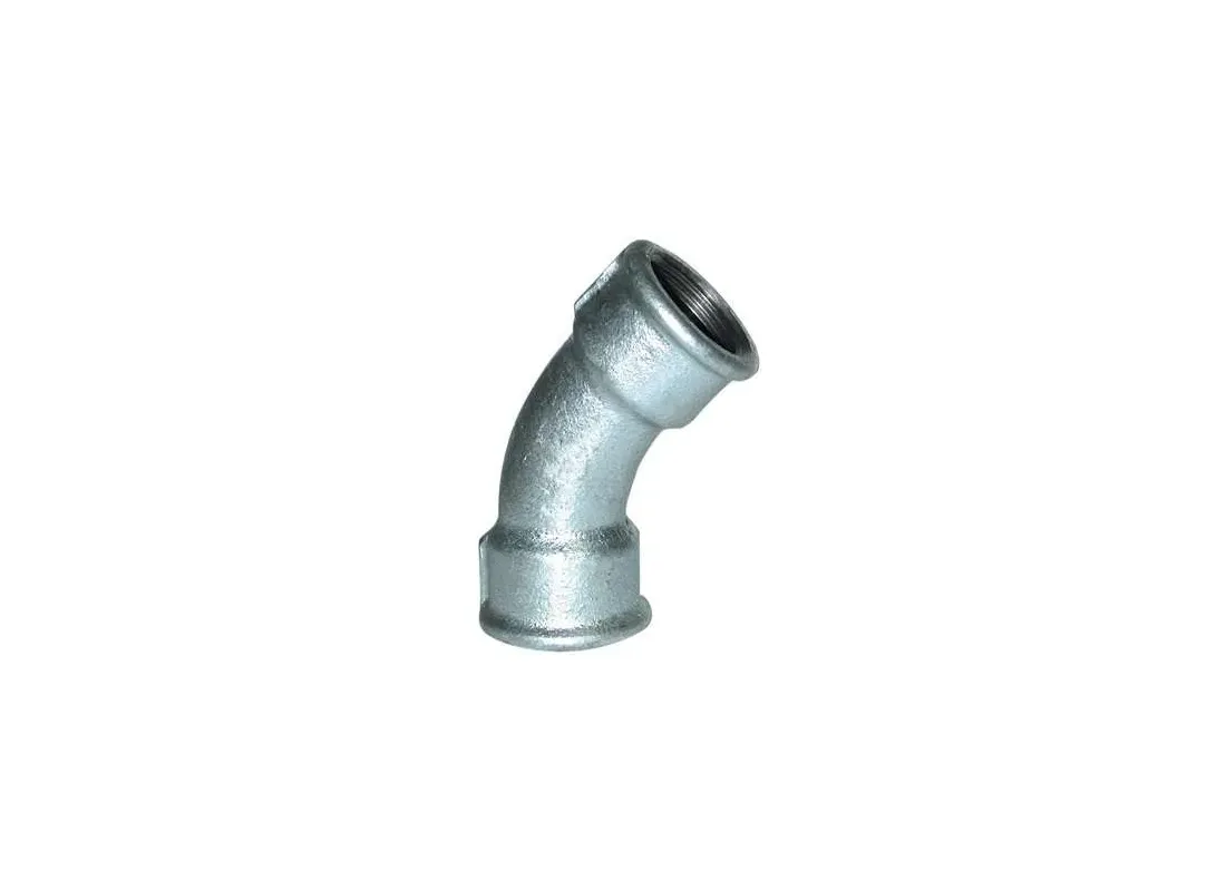 Elbows GALVA 45° large radius, double female