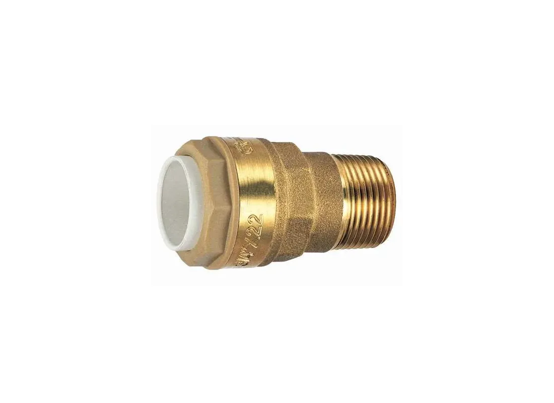 Push-in connector, brass, straight, male